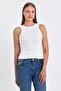 Women's Halter Neck Strap Sleeveless Ribbed White Basic Crop Tank Top - 7