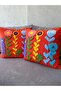 Panch Punch Selin Model Handmade 2-Piece Set of Orange Cushion Covers 43X43