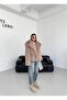 Women's Fleece Collar Pocketed Fur Coat with Snap Closure Short Length Imported Lined Fur Coat Sgt1007 - 2
