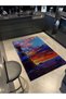 Multicolor Pastel Theme Sea Rocks and Lighthouse Pattern Modern Decorative Carpet 6006 - 2