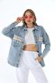 Women's Blue Pocketed Tasseled Colorful Ethnic Seasonal Buttoned Long Denim Jacket A36-083 - 5