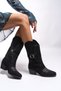 Ezauviah Women's Embroidered Western Boots 001289 Black Suede - 4