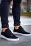 WISMAR Flat-Sole Lace-Up Casual Men's Shoes BLACK/WHITE Suede - KBC