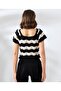 Crop Short Summer Black and White Striped Knitwear Sweater - 5