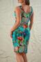 Women's Cross Collar Bird Eye Lace Detailed Midi Dress - Turquoise Floral - 7