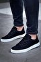 WISMAR Flat-Sole Lace-Up Casual Men's Shoes BLACK/WHITE Suede - KBC - 3