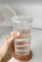 2 Pieces 400ml Origami Style Glass Cup with Glass Lid and Straw ¦ Coffee and Presentation Glass - 4