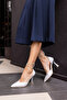 MİTTA WOMEN'S SILVER SATIN HEELED EVENING SHOES
