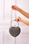 Women's Heart Stoned Anthracite Evening Bag - 2