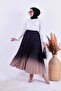 Piliseli Flared Patterned Summer Mink Color Gradient Skirt (Length 90 cm) - 2