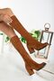 Tan Heeled Stretch Sock Boots Below the Knee for Women - 4