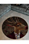 Deer Patterned Round Woven Base Modern Decorative Carpet with Abstract Themed Suit 6019 - 2