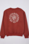 Kiremit Oversize/Wide Cut Floral Embroidered Fleece Lined Cotton Sweatshirt Tmnaw24Sw00012 - 8