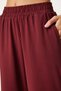 Women's Burgundy Crop T-Shirt Jogger Bottom Knitted Tracksuit Set Fn03316 - 9