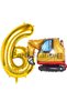 Construction Excavator Truck Balloon 6Th Birthday Balloon Set Construction Machinery Concept and Gold Number Balloon