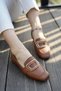 Women's Buckle Detailed Ballet Ballerina Light Comfortable Sole Casual Shoes - 4