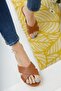 Women's Daily Leather Slippers Tan Dowry Bundle Guest Sea Home Beach Holiday Slippers - 3