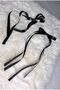 قوس شريط من الساتان باللون الأسود مزدوج الطي مكون من قطعتين - 2