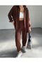Women's Bitter Brown Cotton Soft Textured Top and Bottom Set - 3