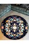 Mira Round Multicolored Flower Detailed Woven Base on Black Background Modern Decorative Carpet 5709 - 2