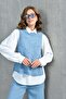 Women's Embossed Patterned Openwork Knitwear White Shirt and Trousers Set - 2