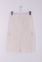 Women's Denim Skirt with Slit Detail on the Back and Tassel Detail at the End, Cargo Pockets, Natural Beige Denim, Four Seasons - 6