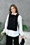 Women's Embossed Patterned Openwork Knitwear White Shirt and Trousers Set - 6