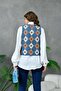 Ethnic Patterned Women's Knitwear Sweater and White Shirt Set - 8