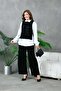 Women's Embossed Patterned Openwork Knitwear White Shirt and Trousers Set - 5