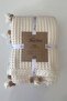 100% Cotton Double Bedspread Pique, Waffle Pattern, Cream Pique with Pompom - 5