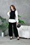 Women's Embossed Patterned Openwork Knitwear White Shirt and Trousers Set