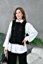 Women's Embossed Patterned Openwork Knitwear White Shirt and Trousers Set - 2
