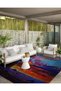 Multicolor Pastel Theme Sea Rocks and Lighthouse Pattern Modern Decorative Carpet 6006 - 3
