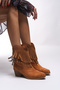 Wrioviah Women's Tasseled Western Boots 0012710 Tan Suede - 5