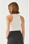 Women's Fitted Halter Neck Ribbed Camisole Crop Athlete Body - 2