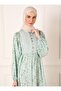 Viscose Hijab Dress - Natural Fabric, Brit Button Detail, Cagla Flower- Refka - 2