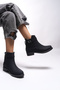 Elyedelia Women's Elastic Boots with Buckle Detail 0012452 Matte Black - 3