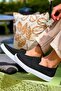 Hannover Knitwear Laceless Flexible Comfortable and Lightweight Daily Sports Casual Men's Shoes Black/White - Kbc - 3