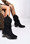 Uwreness Women's Western Boots 0012875 Black Suede - 4