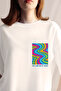 Women's Printed Dream Disco Retro Pocket Printed Oversize T-Shirt