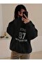 Women's Black University97 Printed Round Neck Oversize Sweatshirt - 3