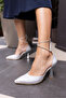 MİTTA WOMEN'S SILVER SATIN HEELED EVENING SHOES - 2