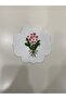 6 Pieces Canvas Flower Bouquet Patterned Embroidered Coffee Side Cocktail Napkin & Coaster - 2