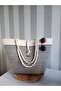 Handmade beach bag, straw beach bag, rope bag, rope bag, shoulder bag navy blue, ecru - 2