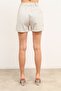 Linen Women's Bermuda Shorts - Striped and Pocketed, Cream Color - 4