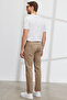 Men's Beige Slim Fit Slim Fit Side Pocket Cotton Flexible Dobby Trousers - 7
