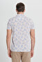 Ecru Cobalt Blue Men's Polo Neck Printed Slim Fit T-shirt - 6