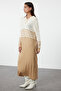 Brown Stone Button Color-Blocking Knitwear Dress Tctaw25Eb00002 - 2
