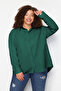 Emerald Green Boyfriend Basic Plus Size Long Sleeve Woven Shirt TBBSS22GO0319 - 2