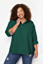 Emerald Green Boyfriend Basic Plus Size Long Sleeve Woven Shirt TBBSS22GO0319 - 3